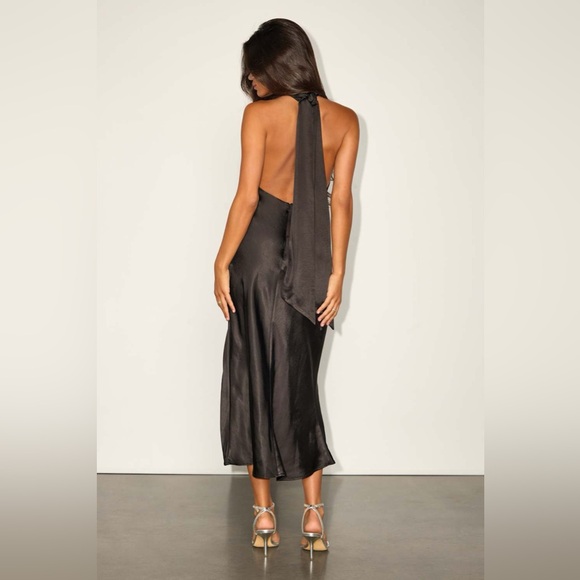 LULU’S Exceptional Status Black Halter Backless Midi Dress - Picture 5 of 7